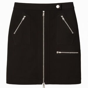 Bebe Front Zipper Mini Skirt with Zipper Pockets